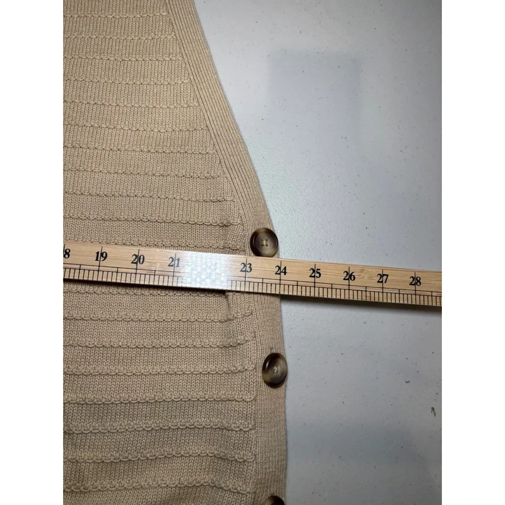 Chico's Beige Taupe Cotton Linen Sweater Vest 3‎ XL Side Button Layers Preppy